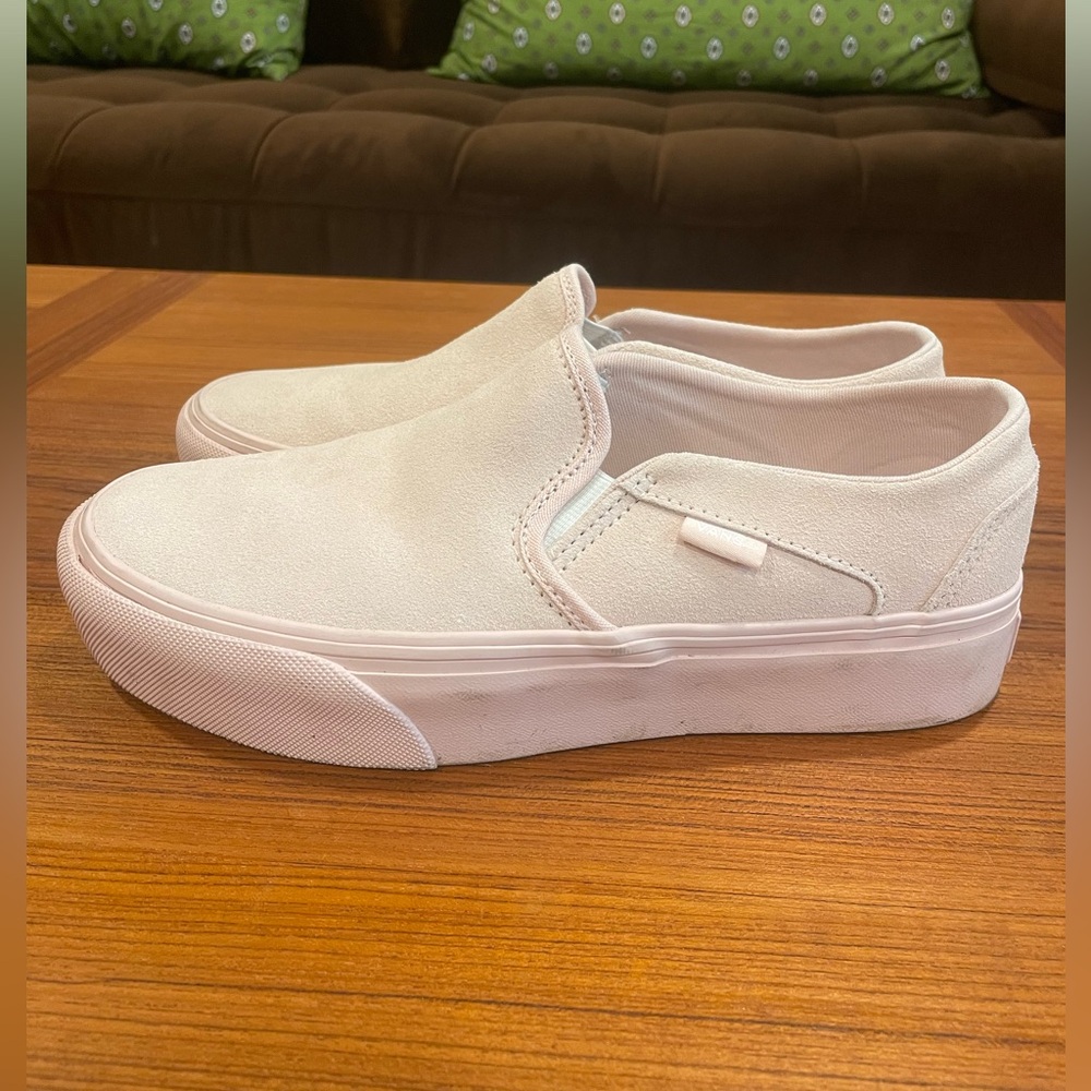 Vans Asher Light Pink Suede Slip On Sneakers